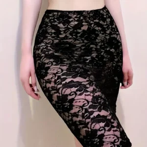 W&B High-Waisted Lace Detailing Midi Skirt