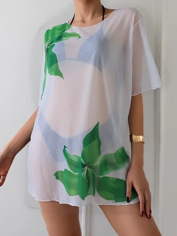 W&B Green Flower Cover Up Dress - Image 3