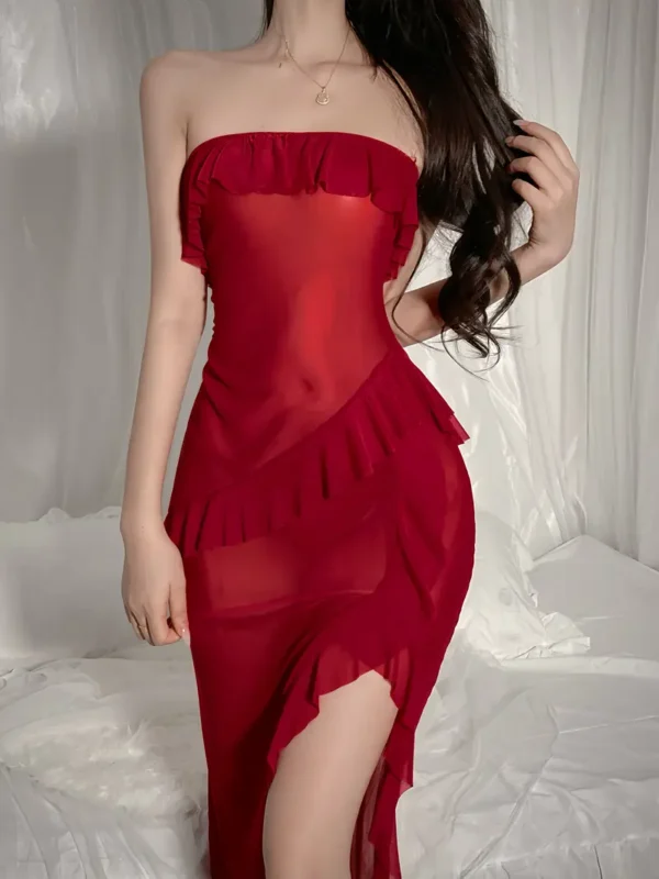 W&B Seductive Burgundy Slip Dress - Image 2