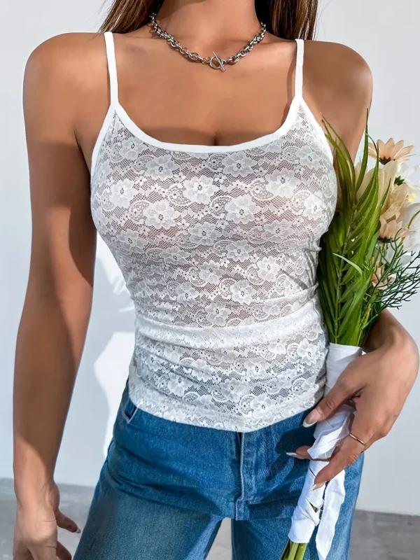 W&B White Lace Cami Top - Image 4