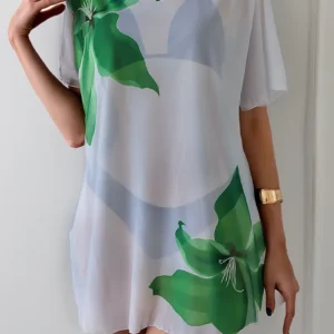 W&B Green Flower Cover Up Dress