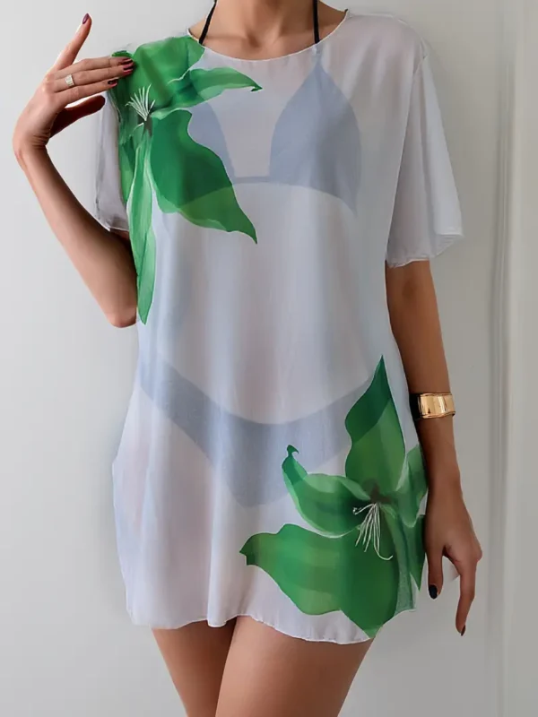W&B Green Flower Cover Up Dress